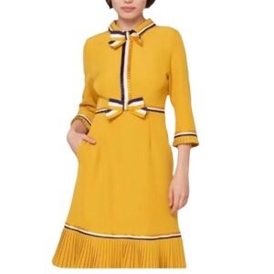 Garcia Pleated Ribbon Accent Dress